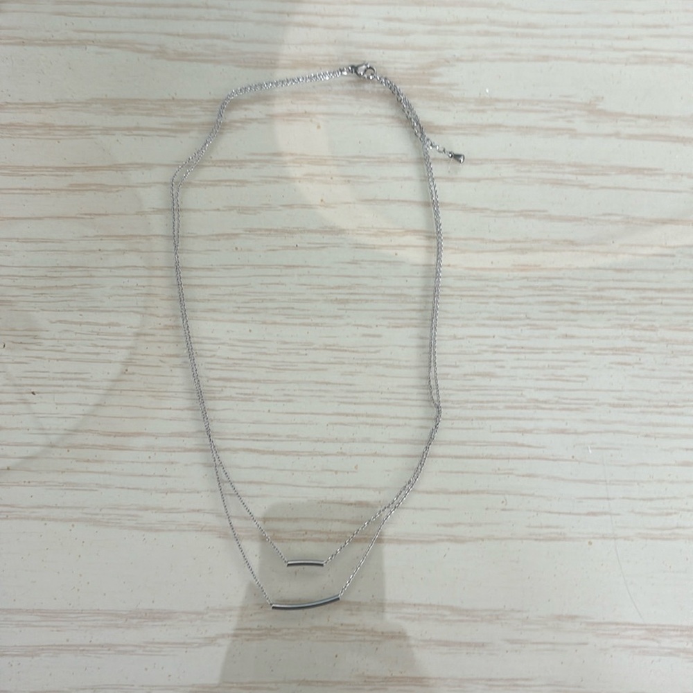 Silver Double Bar Necklace